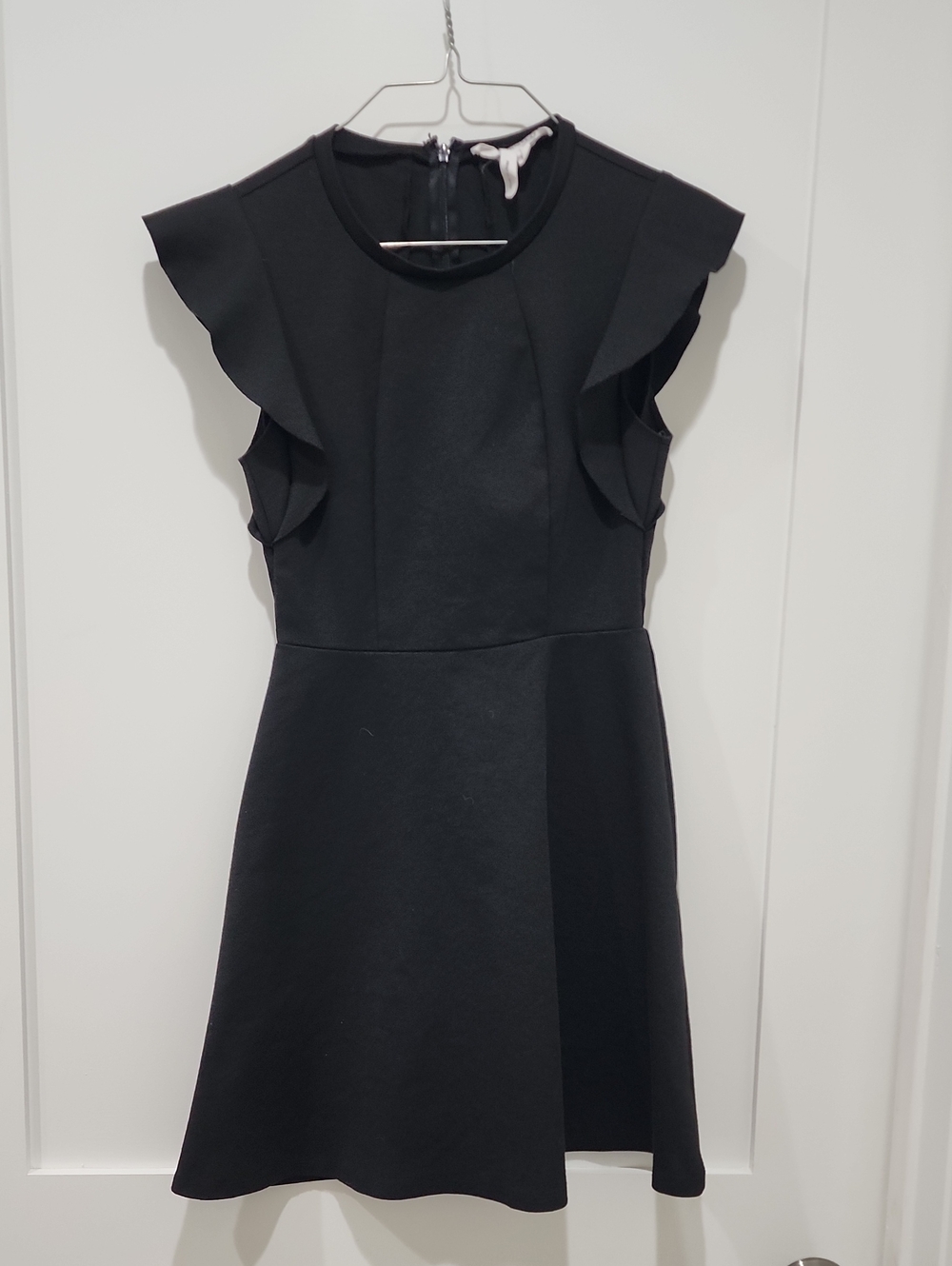 BCBGeneration Black Flutter Sleeve Fit-and-Flare Dress